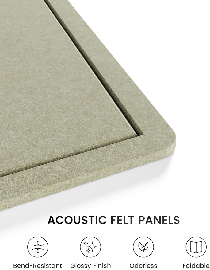 Fluxynara 35" x 17.1" Bulletin Board, Sage | Cork Board Alternative with 12 Removable Adhesive Tabs, Foldable Felt Pin Board for Home, Office, Classroom & Dorm