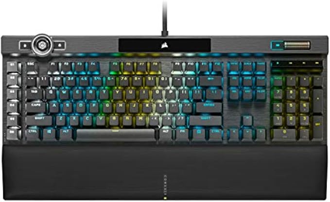 Corsair K100 RGB Mechanical Gaming Keyboard - Cherry MX Speed RGB Silver Keyswitches - PBT Double-Shot Keycaps - Elgato Stream Deck and iCUE Compatible - QWERTY NA Layout - Black