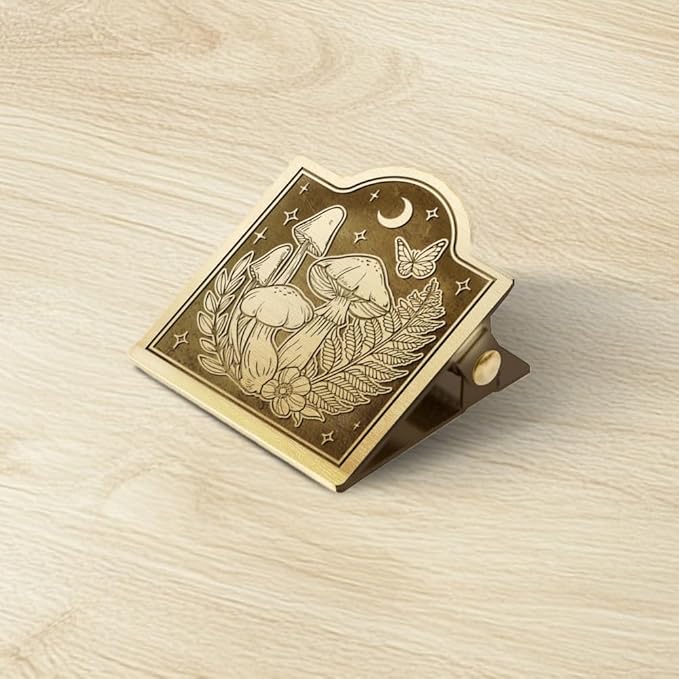 ANATTASOUL Travel Journal Clip Vintage Mushroom Plant Metal Book Clips, Decorative Heavy Duty Journal Clips to Hold Journal Open for Notebook, Photo, Bookmark, Office Kitchen Home DIY Use