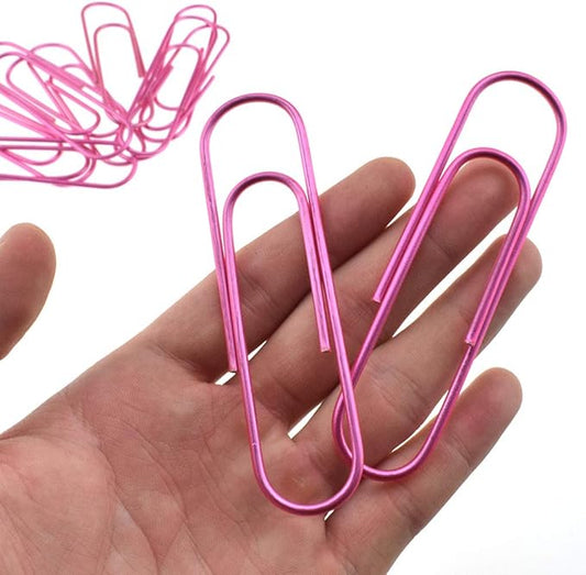 HAHIYO Paperclips 4 inch (100mm) Extra Large Paper Clips Sturdy Bright Pink Vinyl Coated Prevent Scratching Tearing The Pages for Bookmark Organize Home Office School 14 Pack