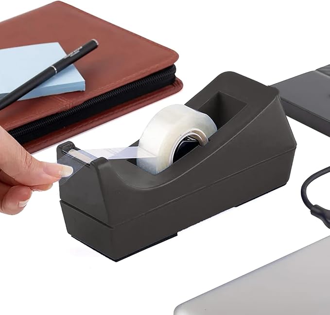Desk Tape Dispenser with 10 Rolls Clear Tape, Desktop Tape Holder with Non-Slip Nano Adhesive Base, 1 Inch Core Tape Dispenser for Home Office School Supplies