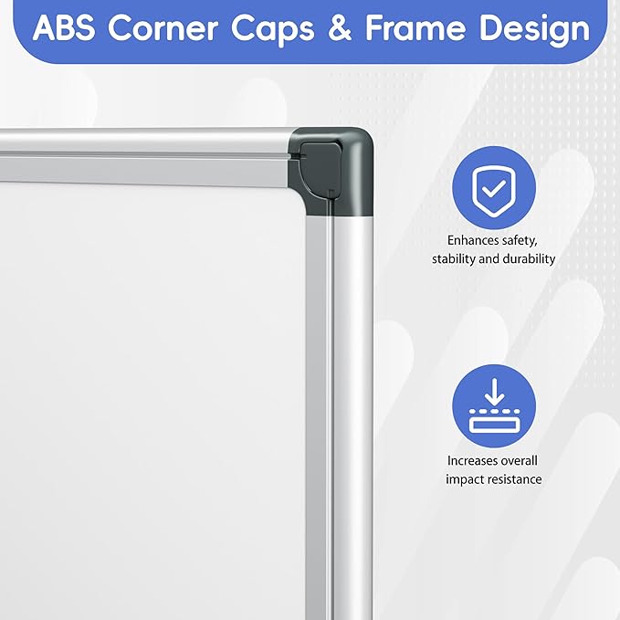 VUSIGN Magnetic Dry Erase White Board for Wall 24"×18"- 1 Eraser, 2 Markers, 4 Magnets, Aluminum Frame Whiteboard for Home, School, Office