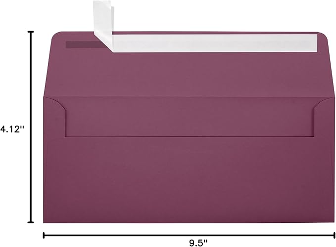 LUXPaper #10 Business Envelopes | Peel & Press | 4 1/8" x 9 1/2" | Vintage Plum | 80lb. Text | 250 Qty