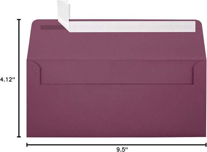LUXPaper #10 Business Envelopes | Peel & Press | 4 1/8" x 9 1/2" | Vintage Plum | 80lb. Text | 1,000 Qty