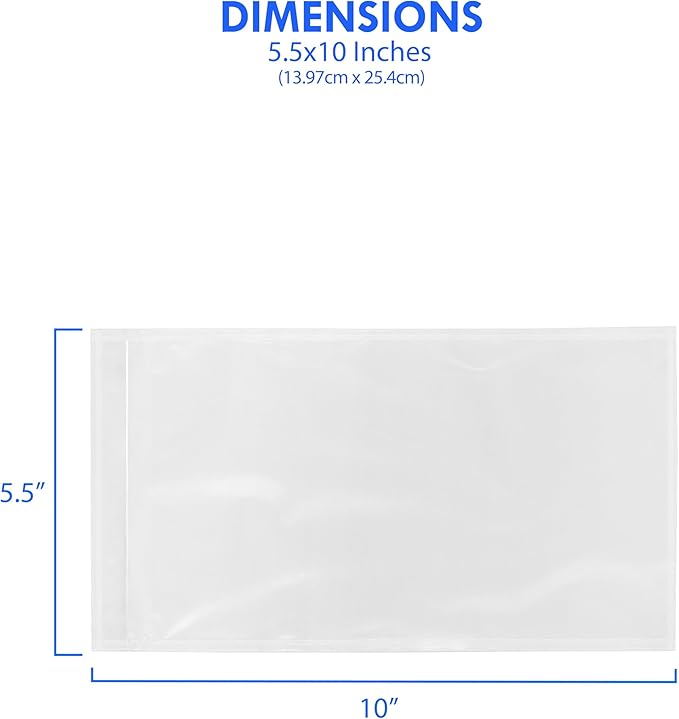 2000 Count 5.5" x 10" Shipping Label Envelopes, Clear Packing List Pouches with Self-Adhesive Back, Top Loading for Shipping Labels Sleeves, for Packing Slips, Labels Invoices & Paperwork. GPI