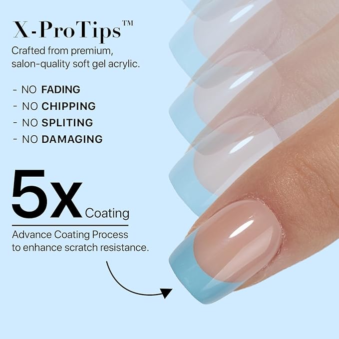 SXC Cosmetics X-Pro Tips French Tip Press On Nails - Bright Pastel Glow in the Dark Series (GLOW113-XS Square)