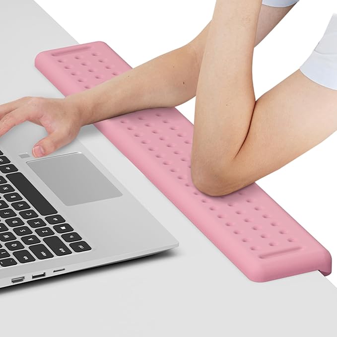 Leolee L-Shaped Desk Long Wrist Rest Elbow 60CM, Light Pink Arm Rest Desk | Memory Foam, Non-Slip Base, Ergonomic Desk Edge Cushion, Wrist Support for Computer Keyboard, Typing, Office, Home