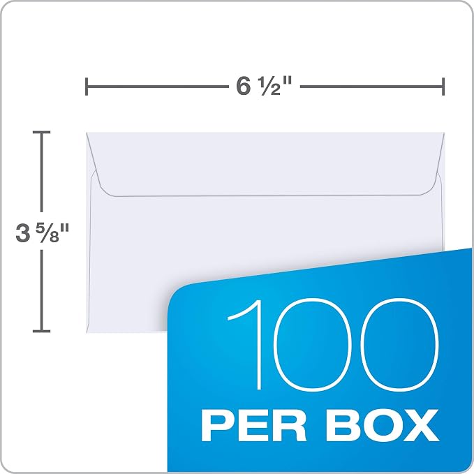 Quality Park #6 3/4 Self-Seal Security Envelopes, Security Tint and Pattern, Redi-Strip Closure, 24-lb White Wove, 3-5/8 x 6-1/2, 100/Box (QUA10417) (Pack of 2)