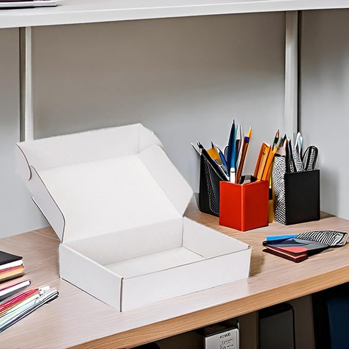 Small Shipping Boxes 12x8x2 Inch (25 Pack) - Sturdy White Corrugated Cardboard Boxes for Small Business, Ecommerce, Mailing & Packaging | Recyclable Gift & Storage Boxes
