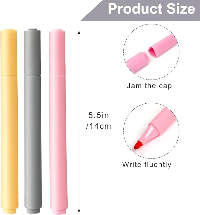 EEOYU Dry Erase Markers, Cute Aesthetic Marker with 8 Colors, Erasable Low-odor Children's Whiteboard Pen, Marker Pens for Home Office and Classroom (8)