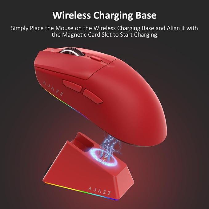 AJ139 V2 MC Wireless Gaming Mouse 2.4G Wired/Bluetooth | RGB Magnetic Charging Dock | Lightweight Design | 12K DPI | 500mAh Battery | PAW3311 Sensor | 5 Programmable Buttons, Compatible with PC/Mac