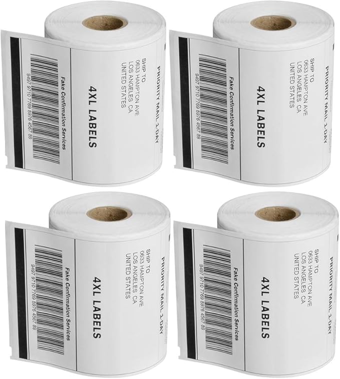 4 x 6 Direct Thermal Labels Compatible with Dymo LabelWriter 4XL 1744907 1755120 4x6 Internet Postage Labels,Thermal Shipping Labels 4x6 (220 Labels/Roll, 880 Labels)