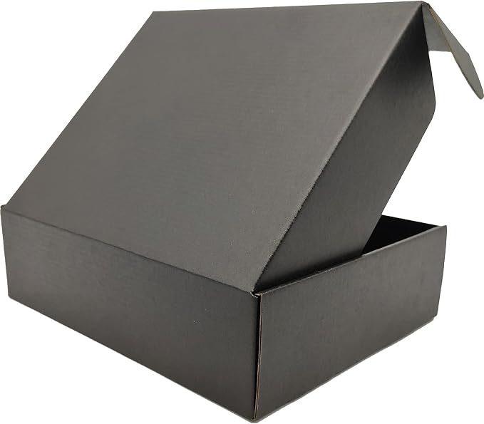 10x8x2.7 Shipping Boxes (25pcs) Black Mailer Corrugated Cardboard Box | for Packaging, Literature, Packing, Mailing, Storage, Small Business, Moving, Gift, Supplies, Quick Fold, Tab Locking