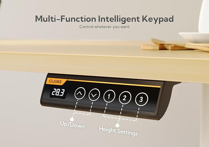 Claiks Electric Height Adjustable Standing Desk, 63x24 Inch, Nature | Smooth Height Adjustment, 3 Memory Presets, Cable Management Hub&Hook, Stable Steel Frame, 176lbs Capacity, Easy Assembly