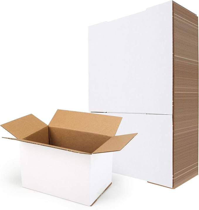 RLAVBL 6x4x4 Shipping Boxes Set of 40, White Corrugated Cardboard Box for Packing, Mailing, Business