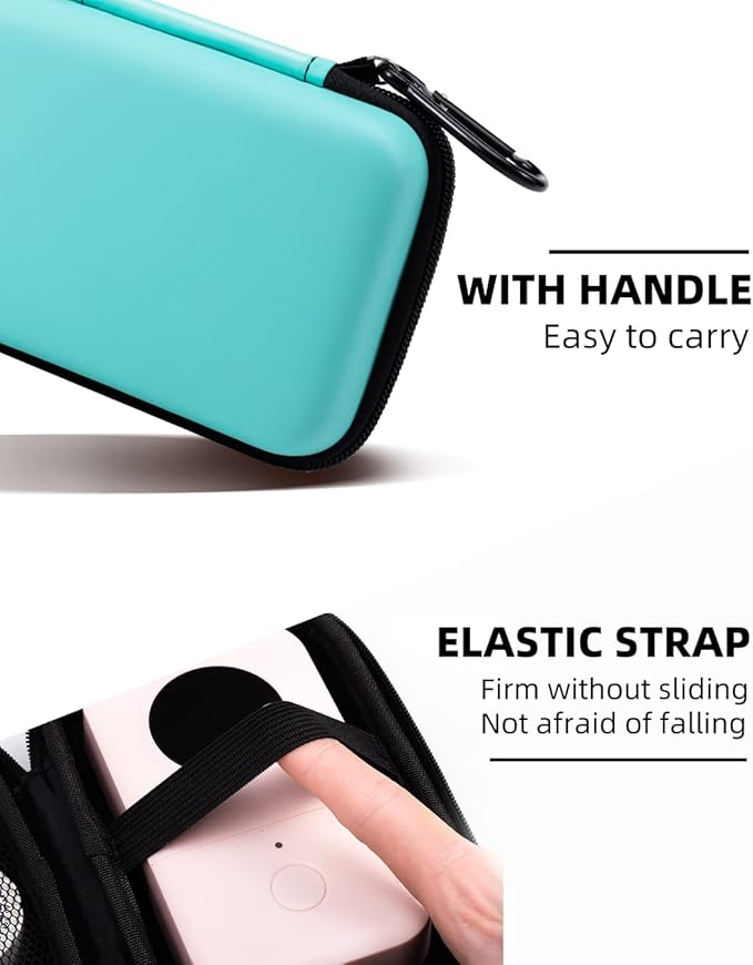 Phomemo Label Printer Case Hard Carry Case Compatible D30/M02/T02/M110/P21/D110 Label Printer, Label Maker Labeler Storage Holder, Green