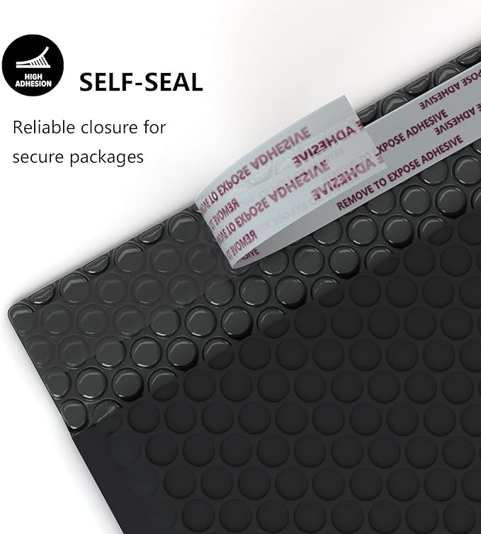 8.5 x 11 Inch Bubble Mailer 40 Pack, Waterproof Padded Envelopes with Strong Self-Seal Adhesive, Cushioning Shipping Bags with Bright Color for Small Business - Black