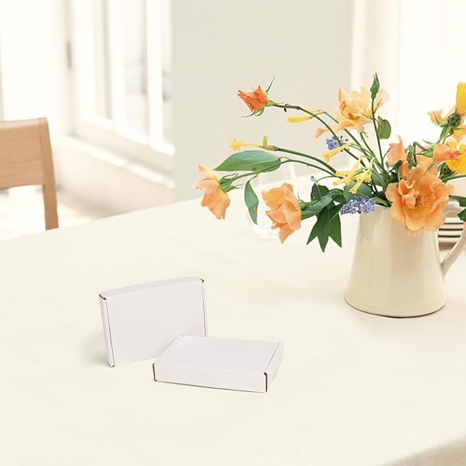 HORLIMER 6x4x1 Shipping Boxes Set of 100, White Corrugated Cardboard Mailer Box for Packing Small Business