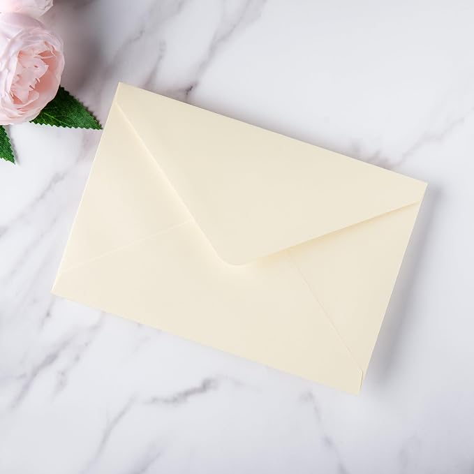 PONATIA 50 Pack 4x6 Envelopes, 4.33 x 6.3'' Cream Envelopes Perfect for Gift Cards, Wedding Details Cards, Thank You Cards and any 4x6" Inner Sheets