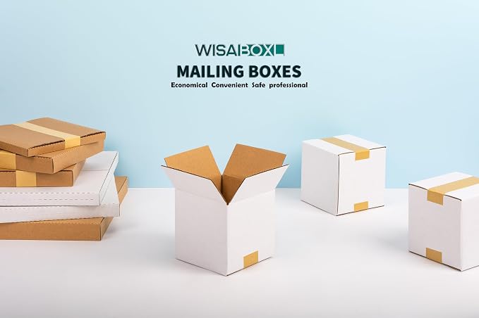 6x6x6 inch Shipping Box for Coffee Mug, Candle, Craft, 15 Pack | White 6 x 6 Small Cardboard Box for Business Mailing, Packing, Moving, Storage, with Fragile Stickers