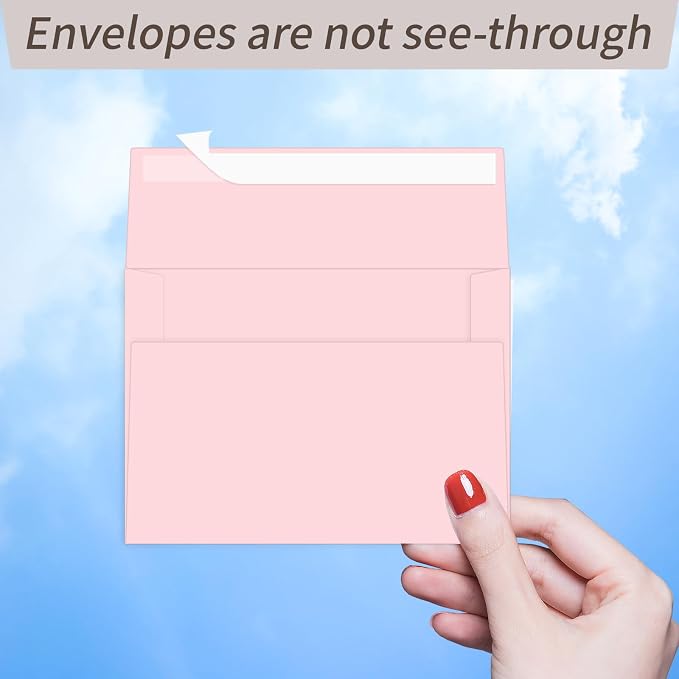 100 Packs Pink 4x6 Envelopes for Invitation A6 Small Envelope | A6 envelopes self seal,for 4x6 cards weddings invitations greeting cards photos,printable,120g durable thick paper