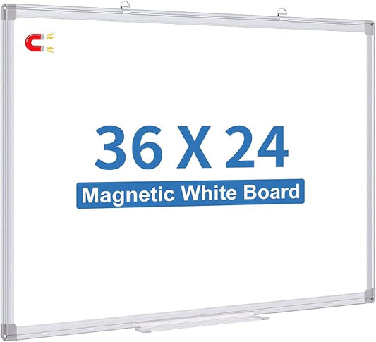 White Board Dry Erase, 36 x 24 inch Magnetic Dry Erase Board Whiteboard for Wall, Aluminum Frame Hanging Whiteboard Marker Board Writing Board