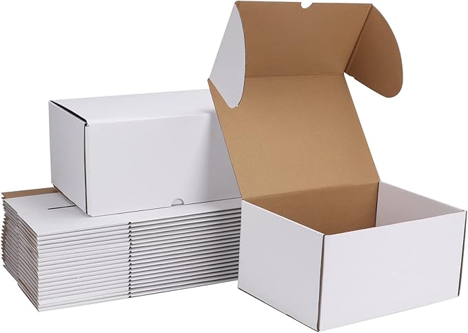 ZBEIVAN 10x7x5 White Shipping Boxes Set of 20, Corrugated Cardboard Mailer Boxes for Packaging Small Business Mailing Gifts