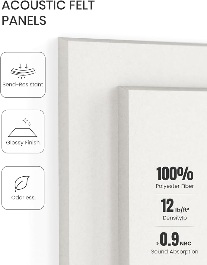 Fluxynara Felt Bulletin Board & Cork Board Alternative, Milky White | 48" x 36" Pin board, Removable Adhesive Tabs, Easy Install Without Wall Damage, For Home Office Decor