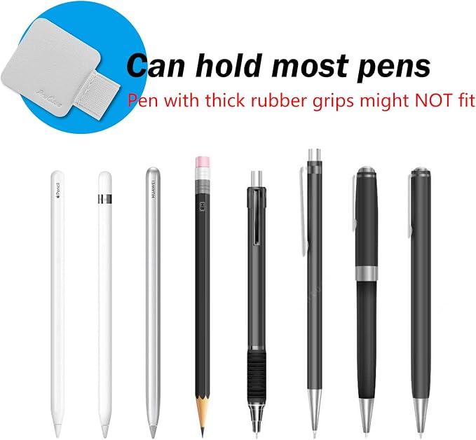 ProCase (5 Pack Pen Loop Holder for Notebooks Journals Planners Tablet Case, Self Adhesive Leather Pencil Holder with Elastic Loop for Pens, Apple Pencil, Stylus Pen -Silver