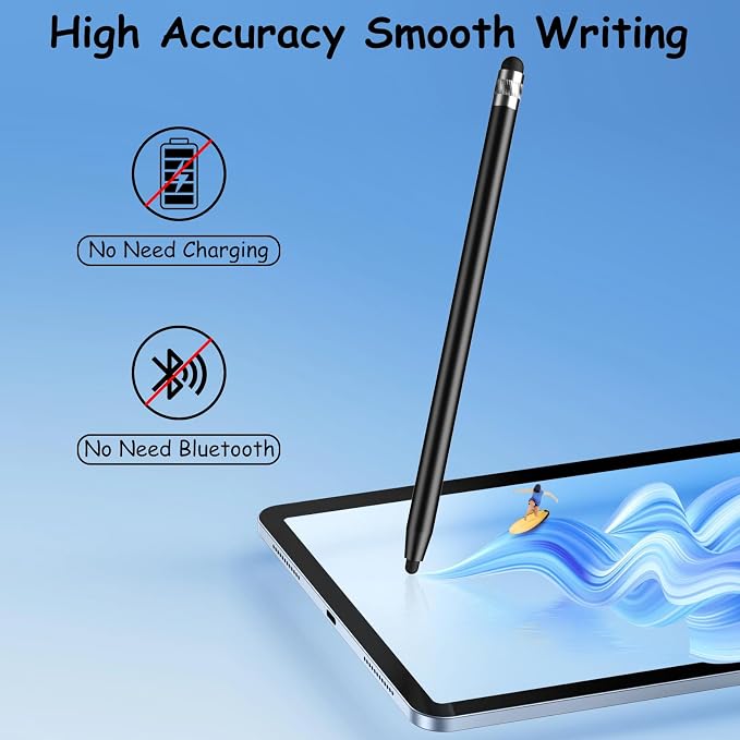 DIGIROOT 4 PCS Universal Stylus, 2-in-1 Stylus Pen for Touchscreen | Metal Barrel, High Sensitivity & Precision, Stylist Pens for All Touch Screens-iPad/iPhone/Samsung/Switch/Android