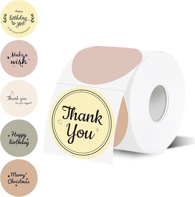 2 inch Round Thermal Label,Morandi Circle Thermal Sticker Labels for Business and Home,Direct Thermal Printer Label for DIY Logo Design,Thanks Card,500 Labels/1 Roll