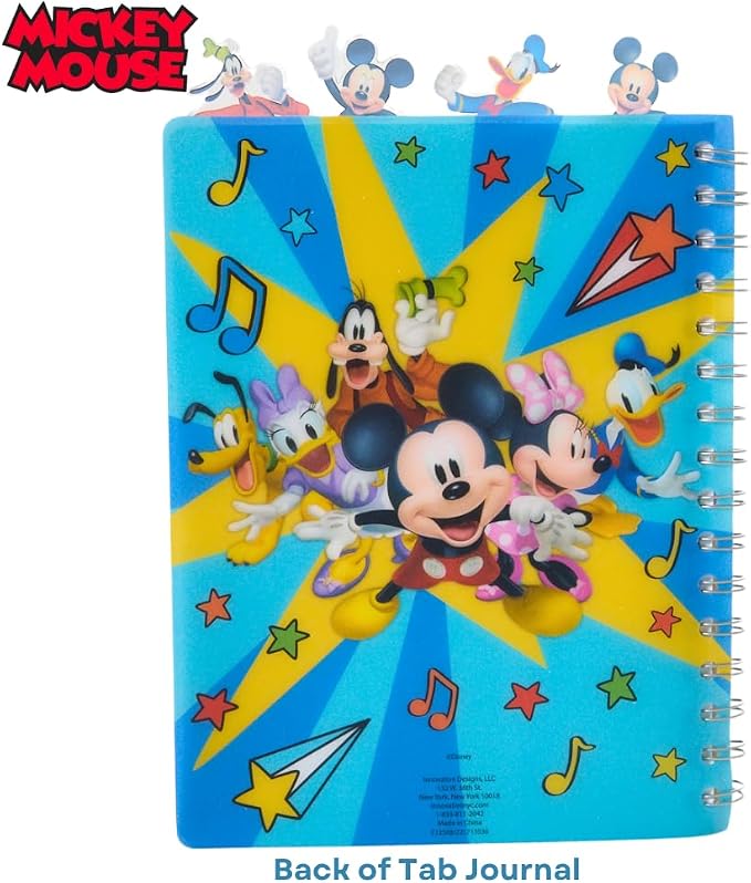 Innovative Designs Disney Mickey Mouse Journal Notebook, Spiral Bound, 96 Lined Pages, 8 x 7 inches, Blue