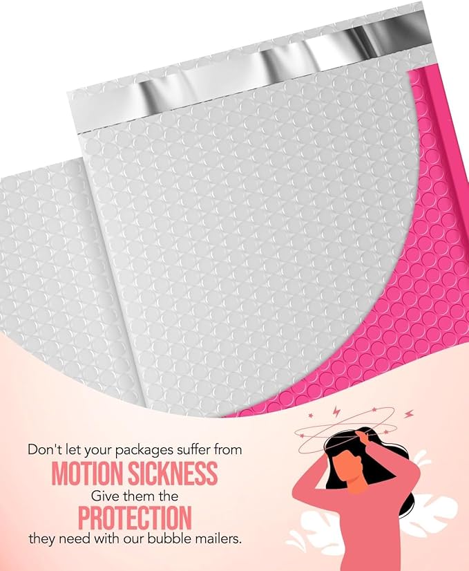 GSSUSA Large Bubble Mailers 10.5x16 Inch 500 Pack Pink Padded Envelopes, Strong Adhesion Bubble Mailer Self-Seal Bubble Envelopes for Mailing Clothes,Magazines