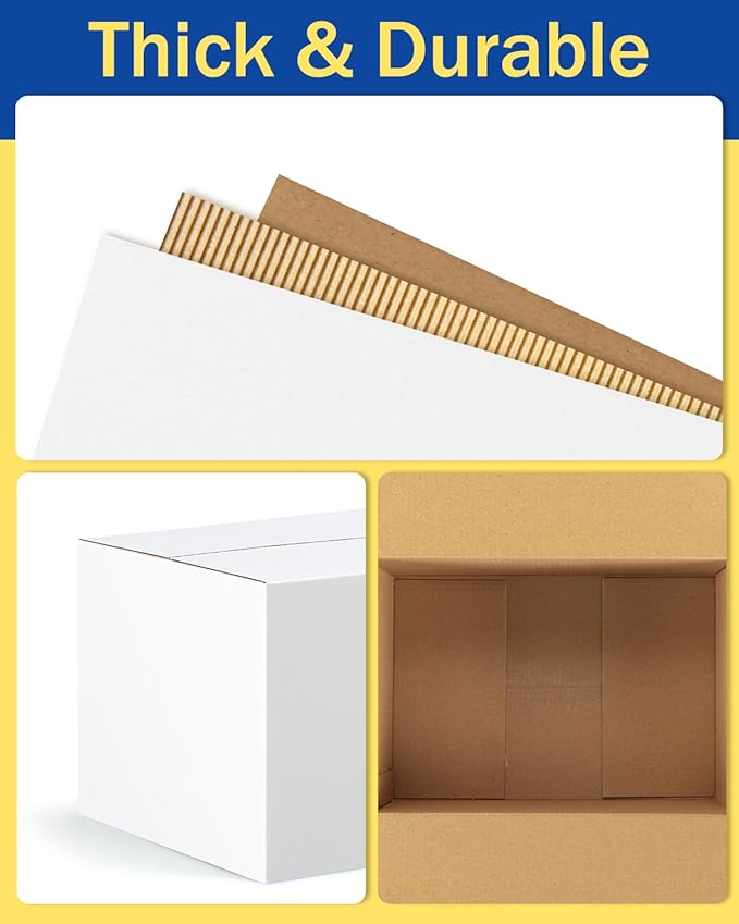 Assorted-Sizes-Shipping-Boxes-40-Pack: 8x6x4 & 9x6x4 & 10x7x5 & 11x6x6 Small-Shipping-Boxes-Mailers, White Corrugated-Cardboard-Boxes-for-Packing-Small-Business Mailing