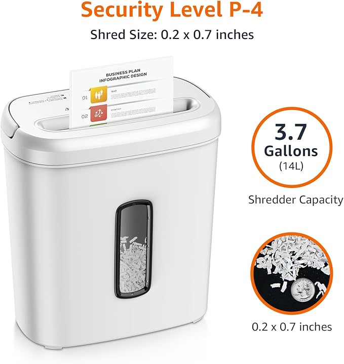 Amazon Basics 8-Sheet Cross Cut Paper and Credit Card Shredder for Security, Heavy Duty, White