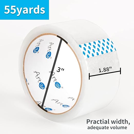 Art3d 6 Rolls Carton Sealing Tape Heavy Duty, Clear Packing Tape, 1.88" x 55 yds, 2 mil Thick, (Pack of 2)
