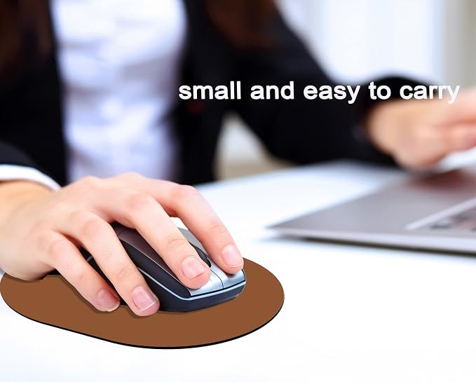 Small Mouse Pad, Portable, Waterproof Non-Slip Rubber Bottom, Unisex, Wireless Mouse, Laptop Keyboard Tray, Office Travel Brown 5.5X7.5 Inch