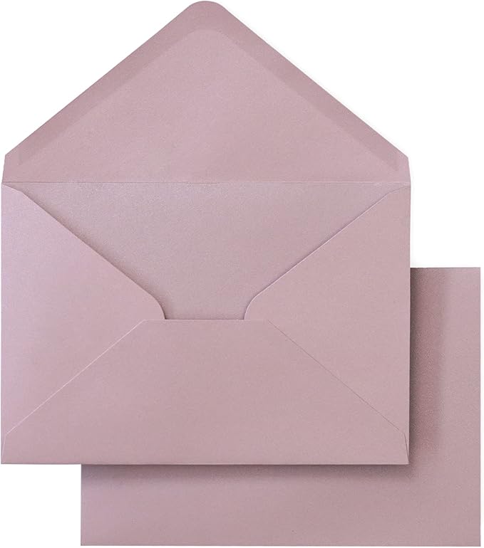 PONATIA 50 Pack 4x6 Envelopes, 4.33 x 6.3'' Shiny Dusty Rose Envelopes Perfect for Gift Cards, Wedding Details Cards, Thank You Cards and any 4 x 6" Inner Sheets