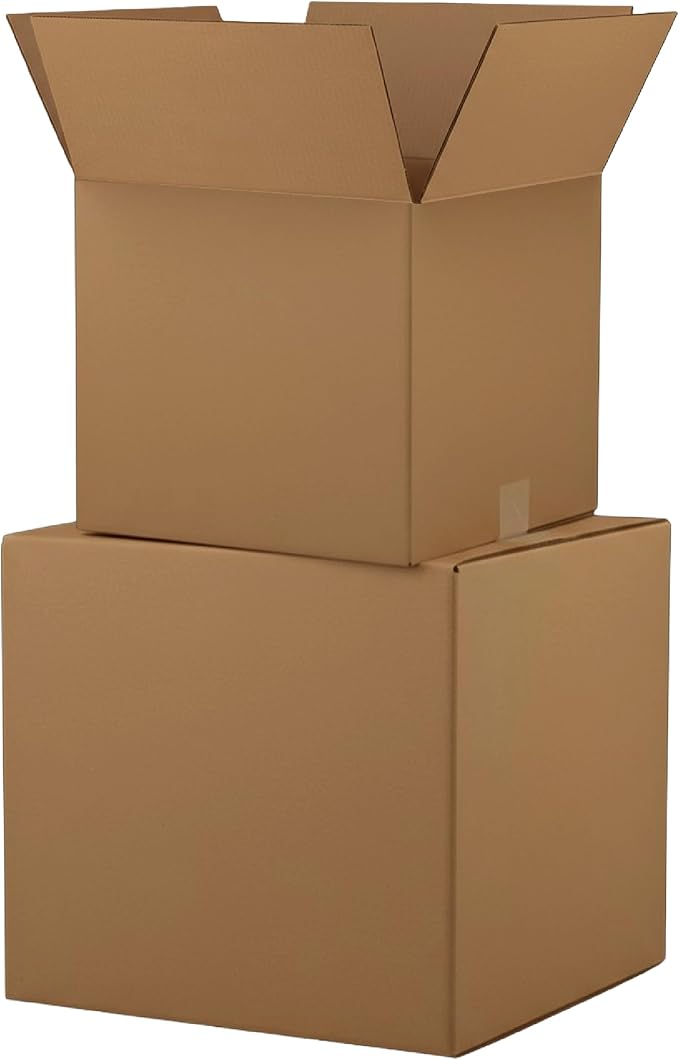 The Boxery Cube 14 x 14 x 14-inch Corrugated Cardboard Boxes, Medium | Pack of 25 for Shipping, Moving, and Storage, Curbside Recyclable, Strong Wholesale Bulk Boxes