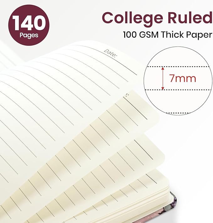 Lined Spiral Journal Notebook for Women, A5 College Ruled Journals for Writing, Hardcover Notebooks for Work, Note taking and Office School Supplies,140 Pages - Lineage Flora