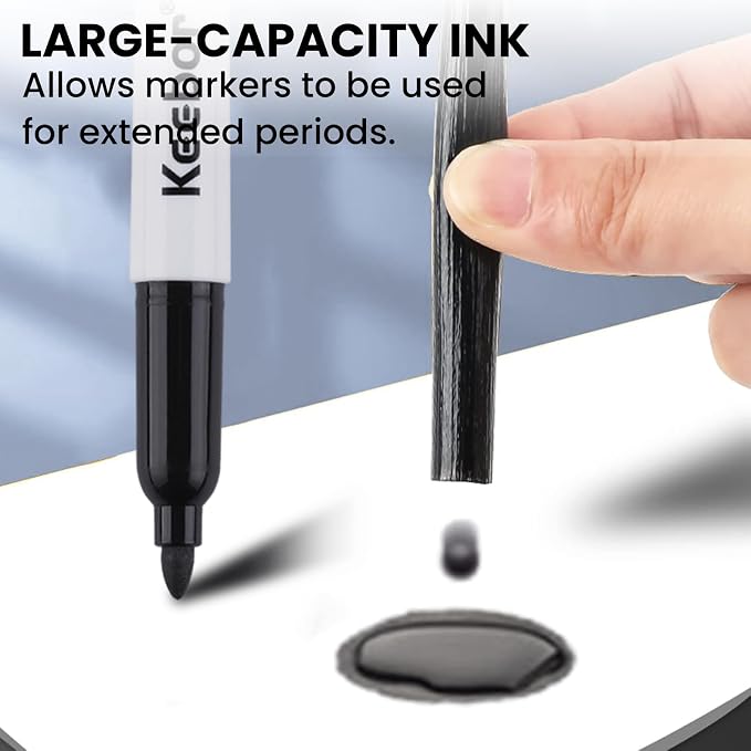 Keebor Fine Tip Dry Erase Markers - Bold Black, Long-Lasting ink, Low-Odor - 288 Pack Whiteboard Markers Bulk for Home, Office, Back to School Supplies