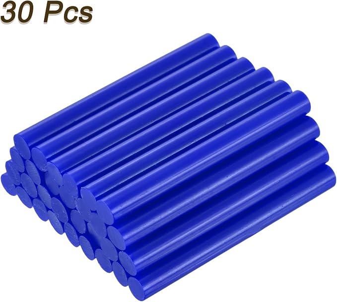 uxcell 30pcs 11mm x 100mm Mini Hot Glue Gun Sticks 4-inch x 0.43-inch High Sticky Large Hot Glue Sticks for Glue Gun, Bright Blue