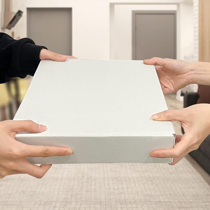 RLAVBL 13x10x2 Inches Shipping Boxes Set of 25, White Small Corrugated Cardboard Box, Mailer Boxes for Packing Small Business