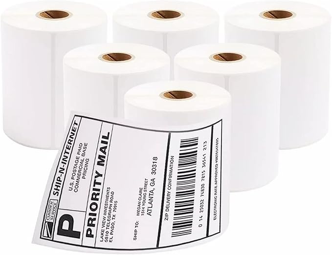 4x6 Direct Thermal Shipping Labels, 250 Per Roll, Mailing Thermal Blank Shipping Labels for Zebra 2844 Zp-450 Zp-500 Zp-505 (6 Rolls)