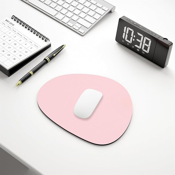 Hsurbtra Mouse Pad, Premium-Textured Small Oval Mousepad 8.7 x 7.1 Inch Pink, Thick 3 mm Anti-Slip Waterproof Rubber Pretty Cute Computer Mat for Office Home Gaming Laptop Men Women Kids