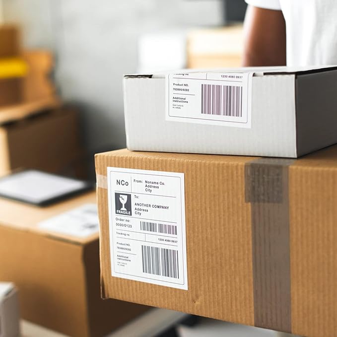 Half Sheet Shipping Labels - 200 Counts, 8.5” x 5.5” Self Adhesive Shipping Label White Internet Mailing Labels 2 Per Page, Laser & Inkjet Printer Compatible [100 Sheets 8.5” x 11”]