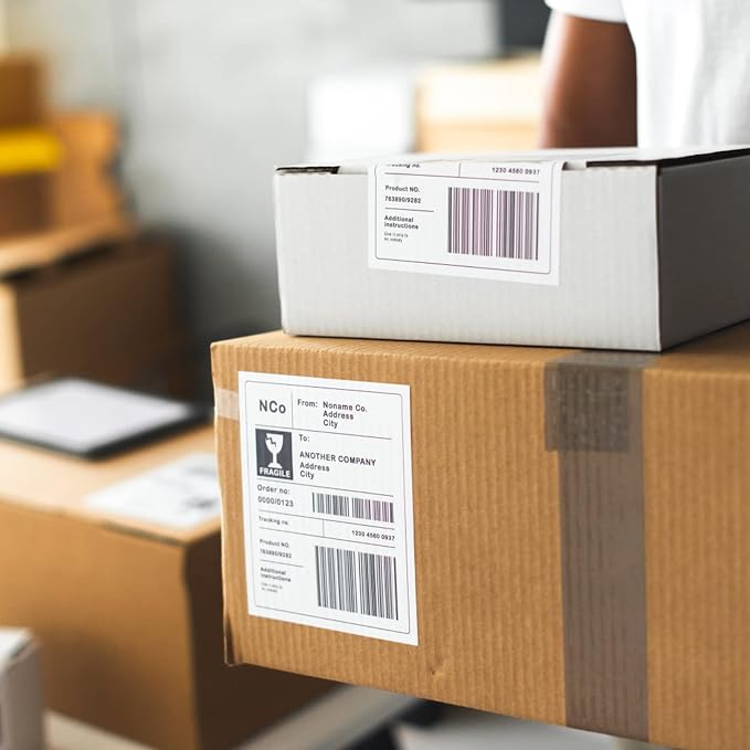 Half Sheet Shipping Labels - 200 Counts, 8.5” x 5.5” Self Adhesive Shipping Label White Internet Mailing Labels 2 Per Page, Laser & Inkjet Printer Compatible [100 Sheets 8.5” x 11”]