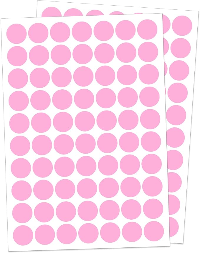 1" Pink Dot Stickers 1050 PCS Circle Round Colored Coding Label | Used for manual labor in kindergartens, garage yard price sales, organizing activity color groups,marking spice bottles