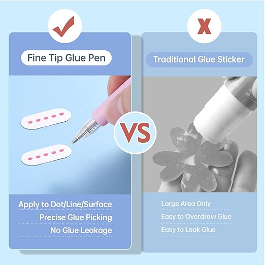 Quick Dry Glue Pens, Ballpoint Roller Stick Pen Set, Apply Glue Like Writing, Easy Precise Control Fine Tip Adhesive for Crafting, Scrapbooking, Card Making, Foil Calligraphy, Kids, Artists
