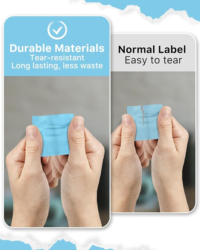 iEager Blue Square Thermal Label Stickers, 2"x2" Self-Adhesive Square Direct Thermal Labels with Perforation Line, 500 Sheets/Roll